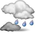 Voorspelling van Davis Vantage Pro2 Plus:  Mostly cloudy and cooler. Precipitation possible within 12 hours, possibly heavy at times. Windy. 